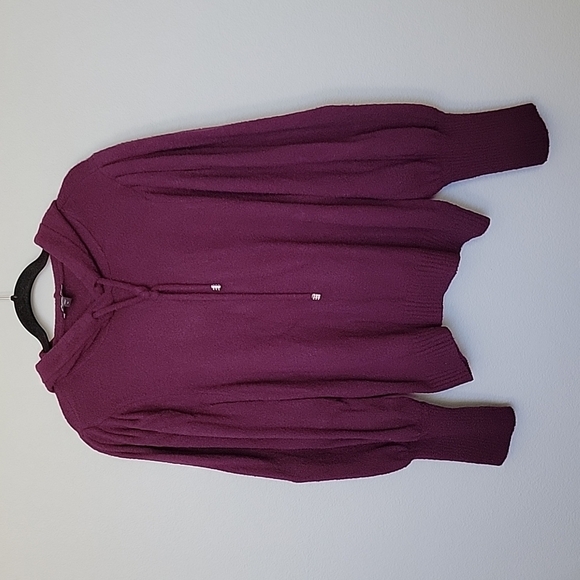 Express Girly soft XL balloon/ puff sleeve pullover hoodie mauve wine - Picture 1 of 9